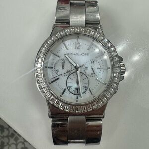 Michael Kors Silver Crystal-Accent Stainless Steel Chronograph Watch